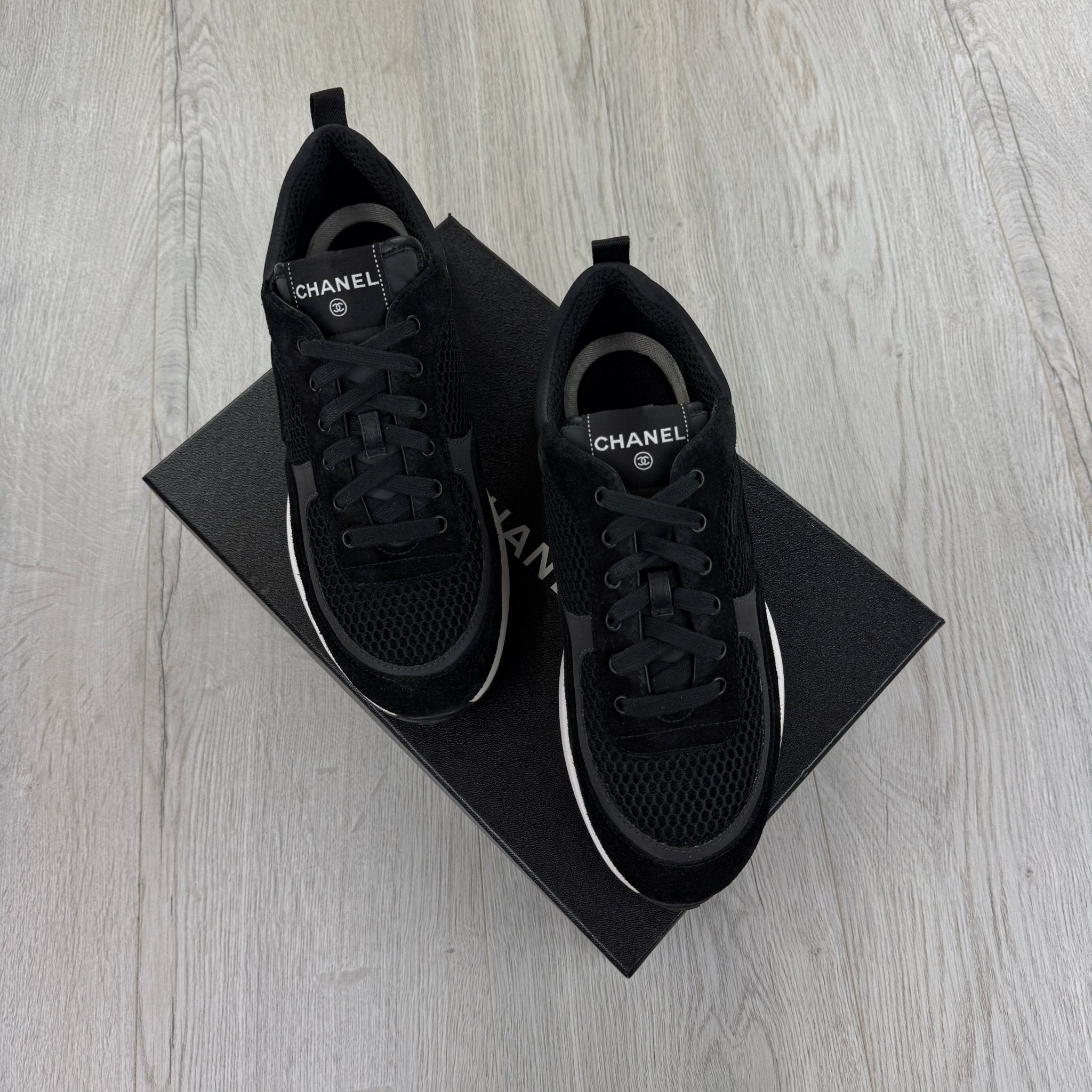 Chanel Men’s Black Low Suede Runners - Uk 7 - Morely TrendsChanel Type here:)