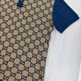 Gucci Men’s Beige & Navy GG Interlocking Polo - Slim