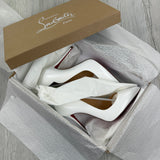 Christian Louboutin Women’s White Kate 120 Patent Leather Pumps