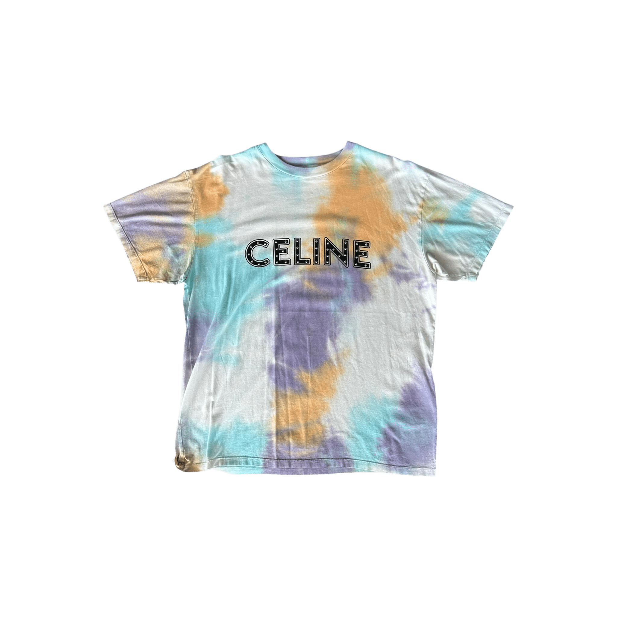 Celine Tie - Dye & Black Studded Logo T-Shirt - Morely TrendsCeline Type here:)