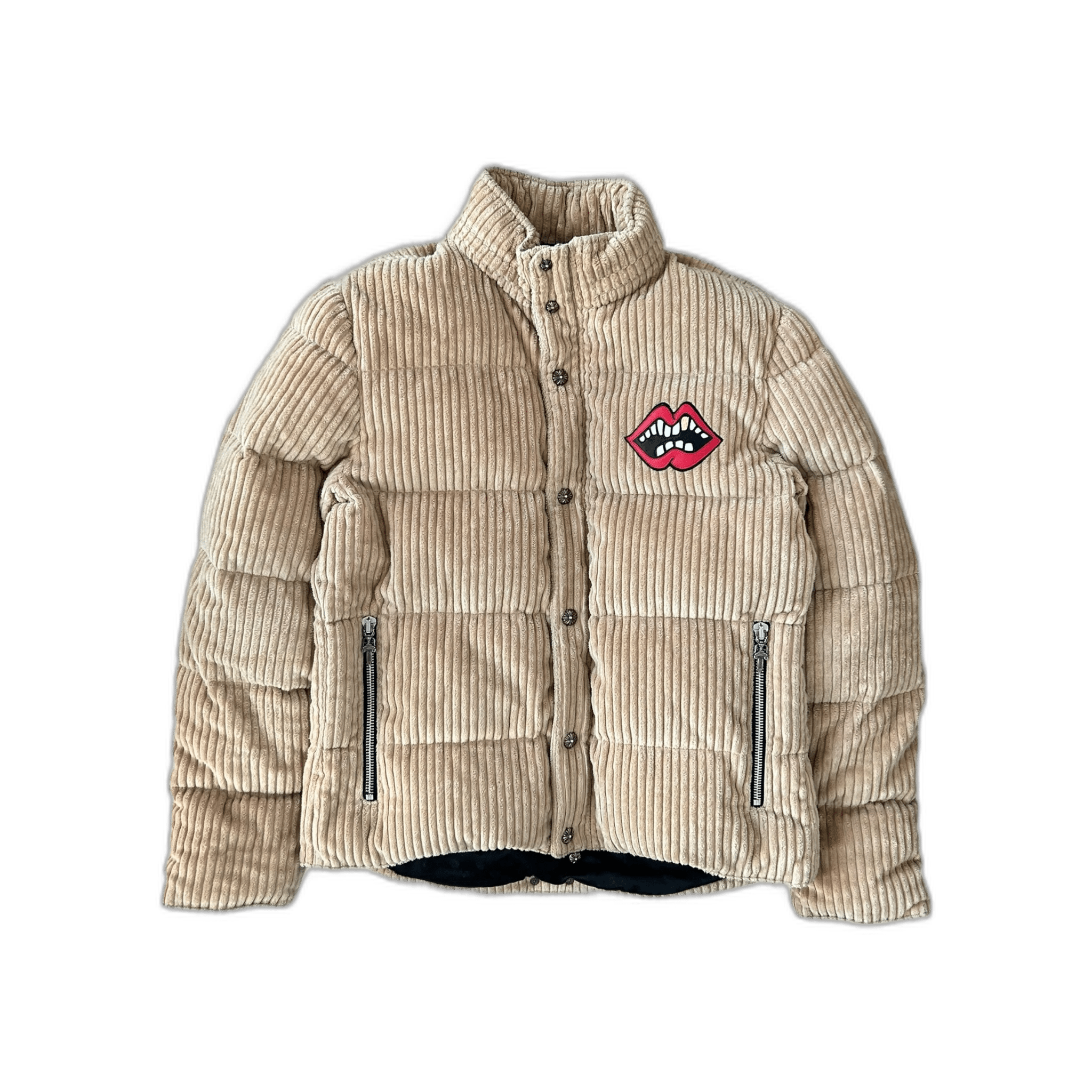 Chrome Hearts Beige Corduroy Chomper Puffer Jacket - Morely TrendsChrome Hearts Type here:)