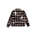 Chrome Hearts Black & Red Cross Patch Plaid Sherpa Jacket - Morely TrendsChrome Hearts Type here:)