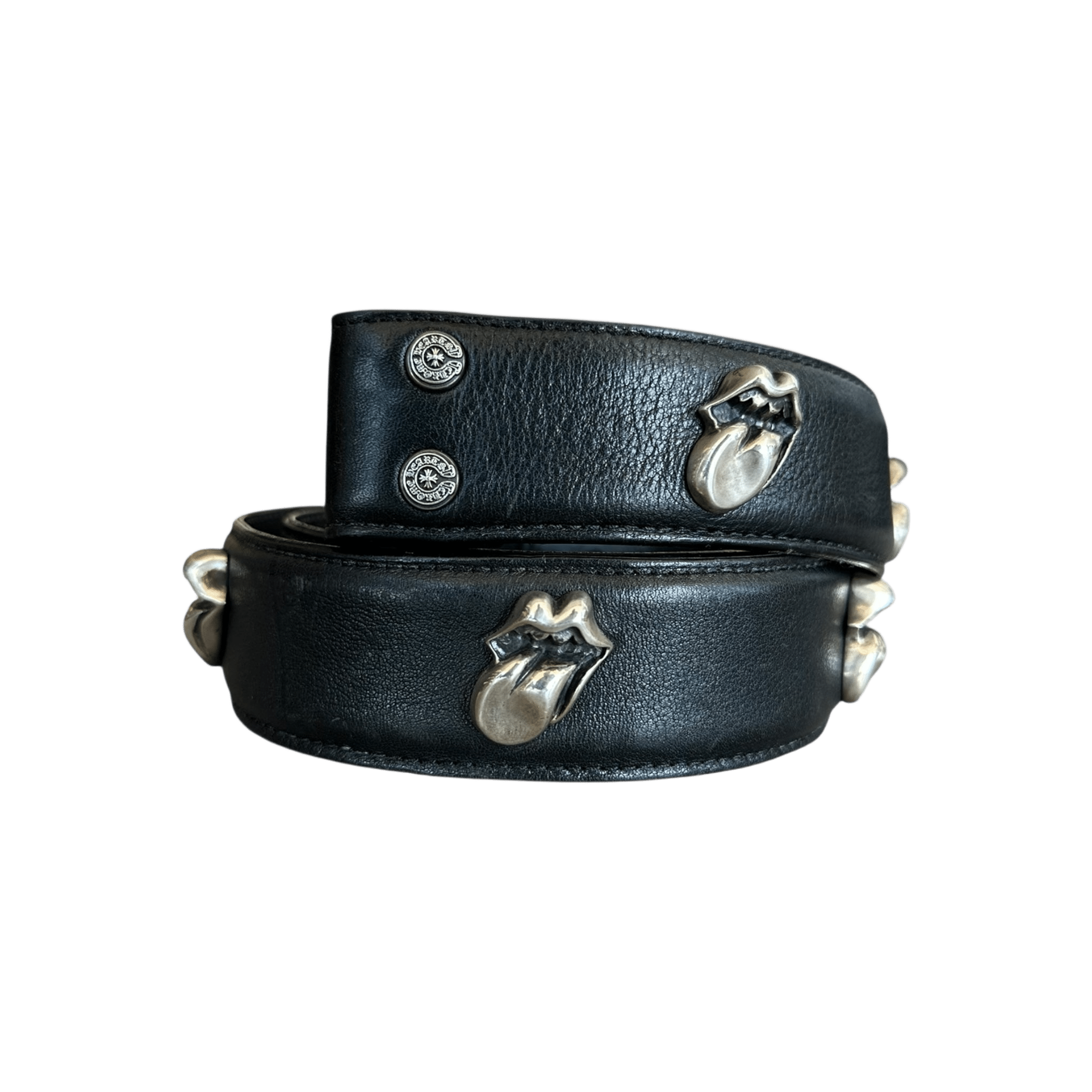 Chrome Hearts Black & Silver Rolling Stones Tongue Belt Strap - Morely TrendsChrome Hearts Type here:)