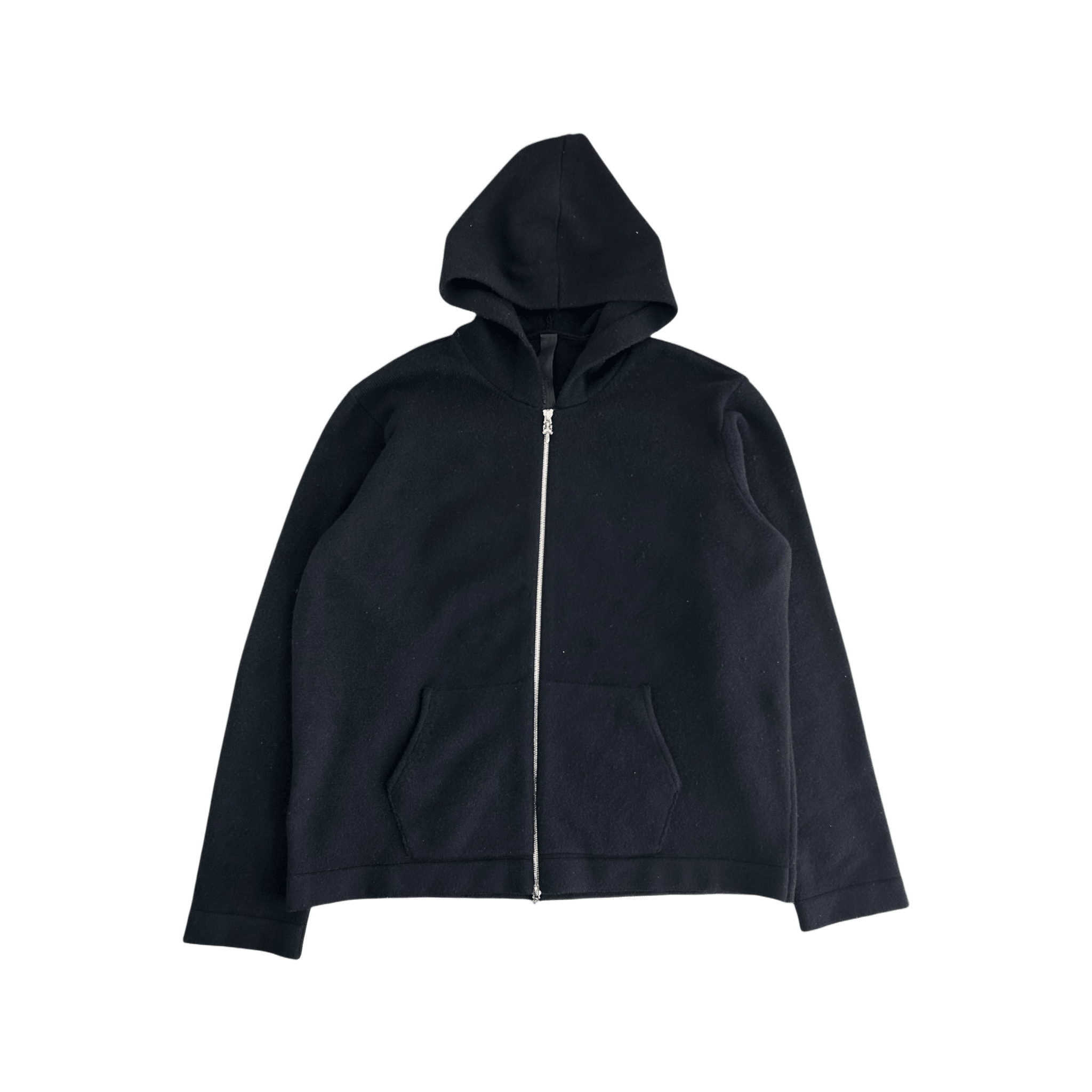 Chrome Hearts Black & White Leather Triple Cross Patch Cashmere Zip Up Hoodie - Morely TrendsChrome Hearts Type here:)