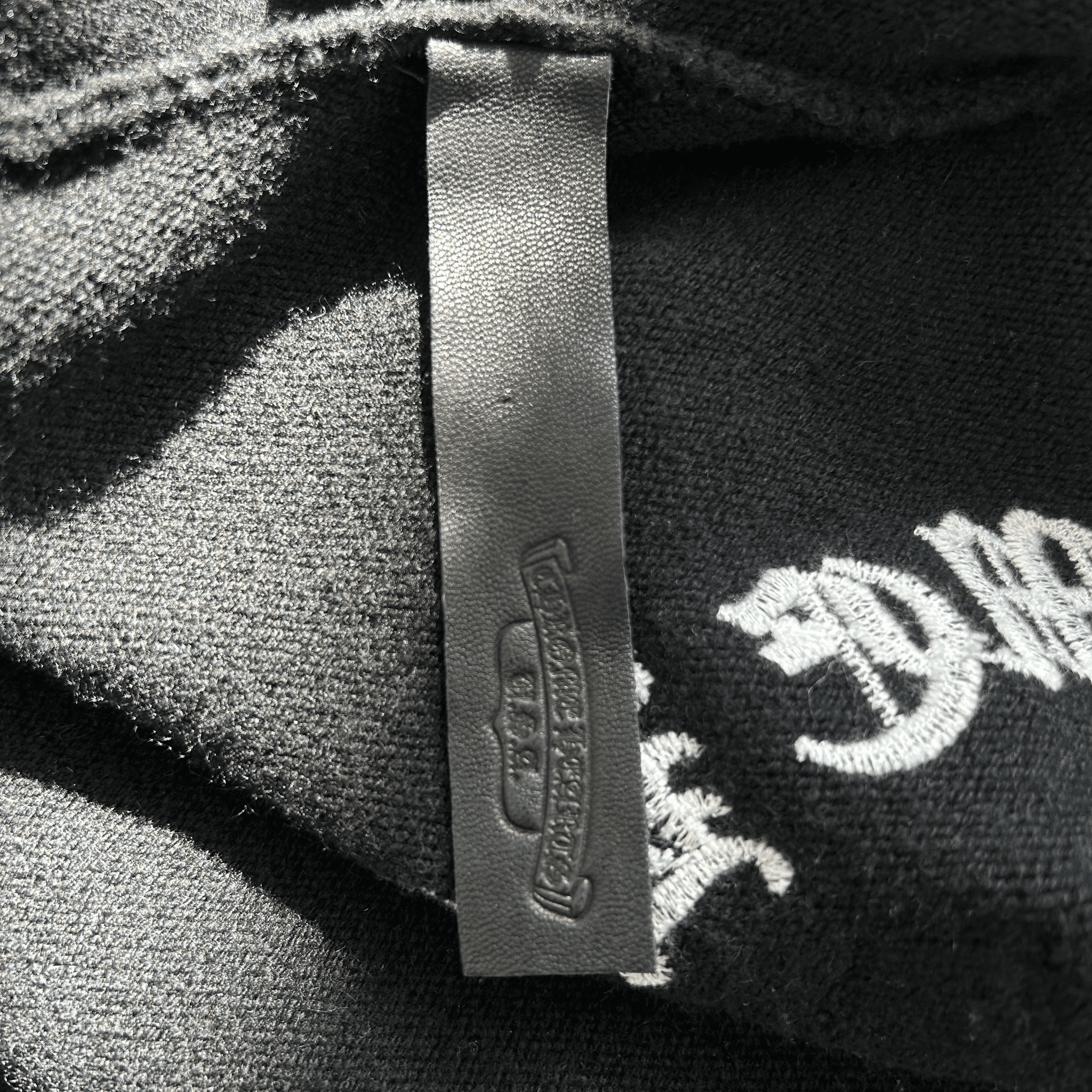 Chrome Hearts Black & White Leather Triple Cross Patch Cashmere Zip Up Hoodie - Morely TrendsChrome Hearts Type here:)