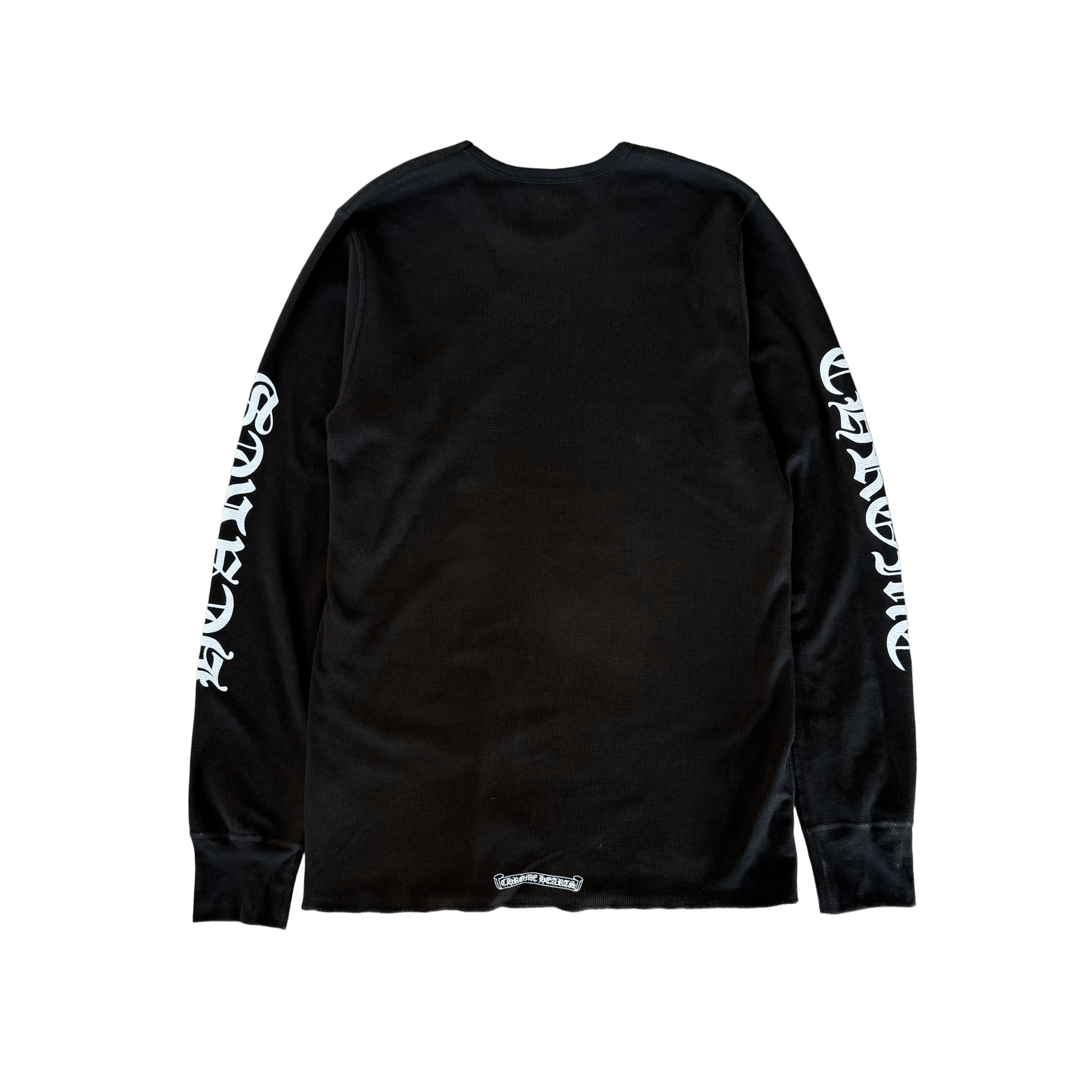 Chrome Hearts Black & White Script Logo Thermal Longsleeve T-Shirt - Morely TrendsChrome Hearts Type here:)