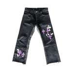 Chrome Hearts Black, Zebra & Purple Cross Patch Jeans - Morely TrendsChrome Hearts Type here:)