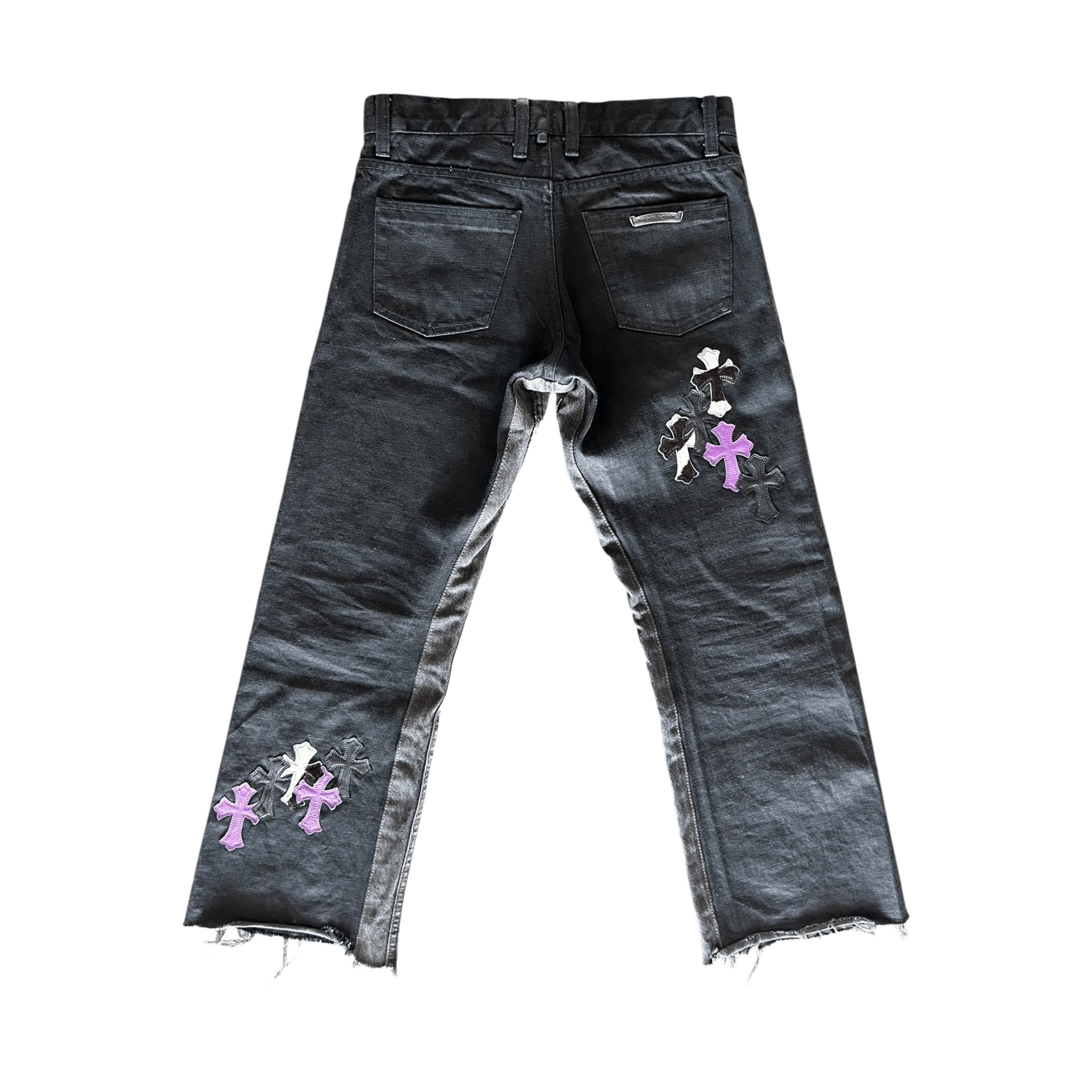 Chrome Hearts Black, Zebra & Purple Cross Patch Jeans - Morely TrendsChrome Hearts Type here:)