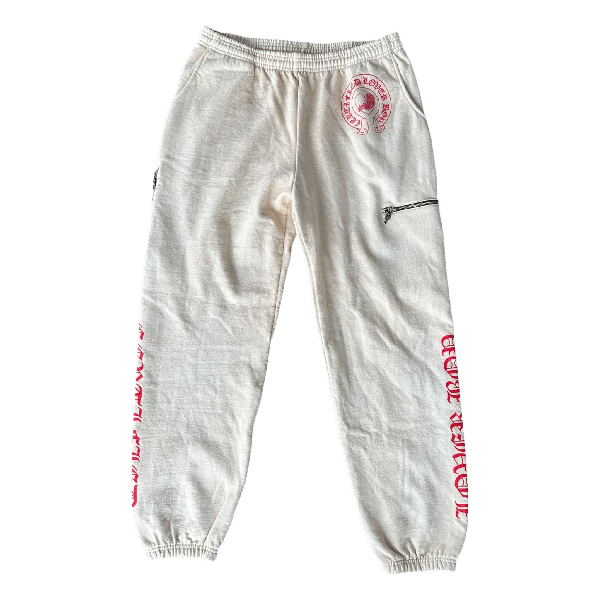 Chrome Hearts Drake Cream & Pink Certified Chrome Cross Logo Sweatpants - Morely TrendsChrome Hearts Type here:)