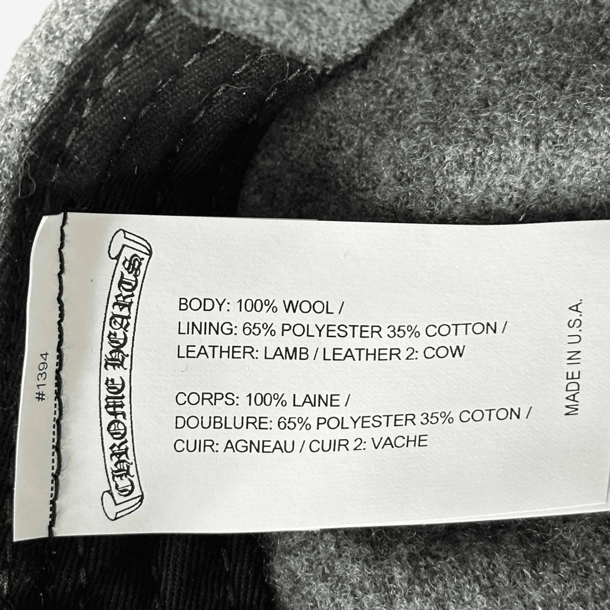 Chrome Hearts Grey & Black Leather CH Logo Wool Hat - Morely TrendsChrome Hearts Type here:)
