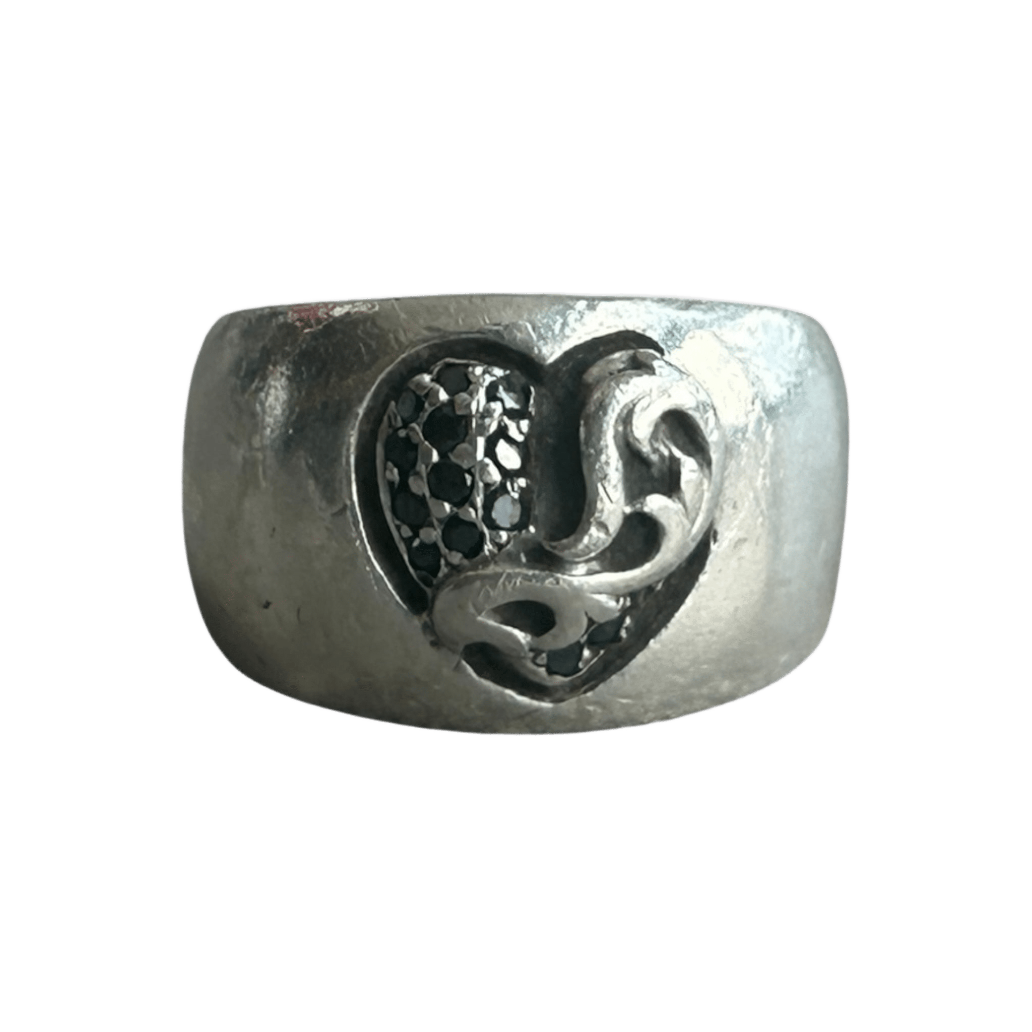 Chrome Hearts Silver & Black Diamond Heart Ring - Morely TrendsChrome Hearts Type here:)