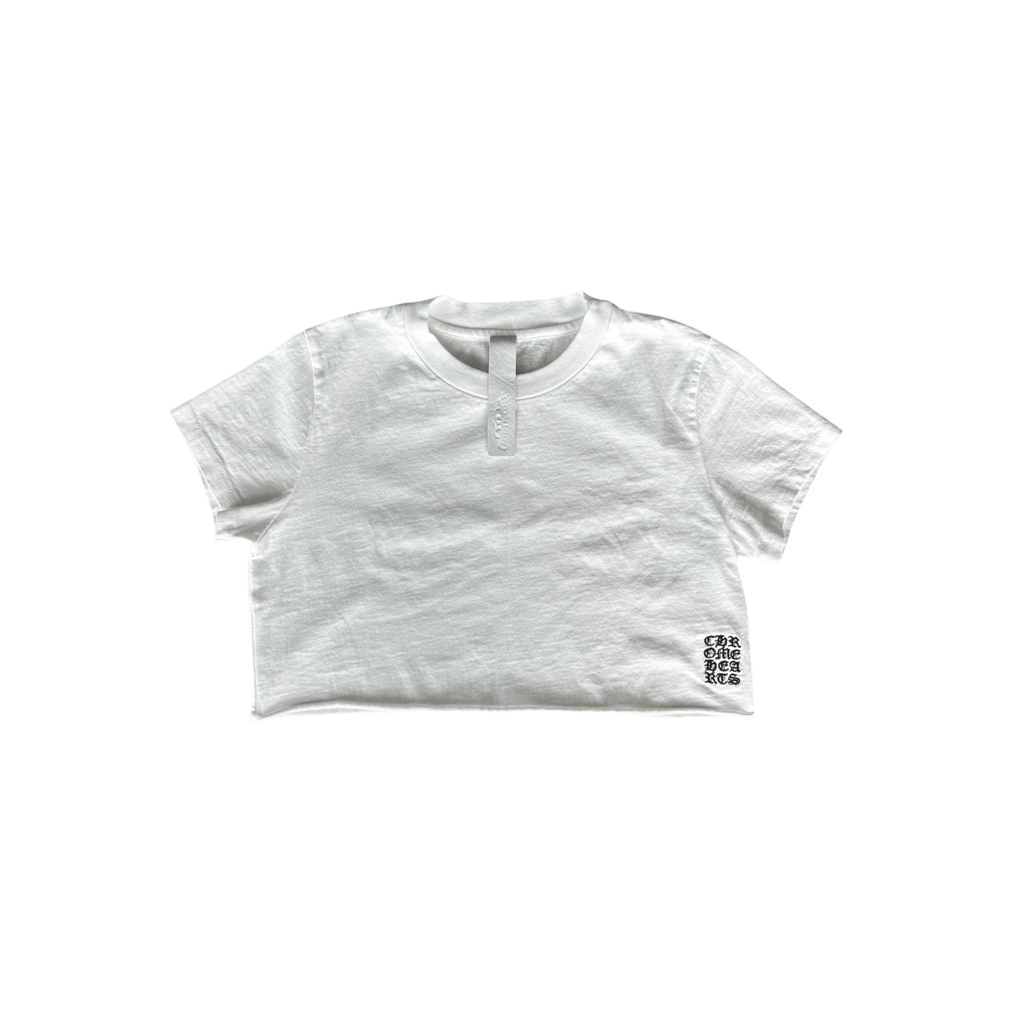 Chrome Hearts White & Black Embroidered Eyechart Logo Cropped T-Shirt - Morely TrendsChrome Hearts Type here:)