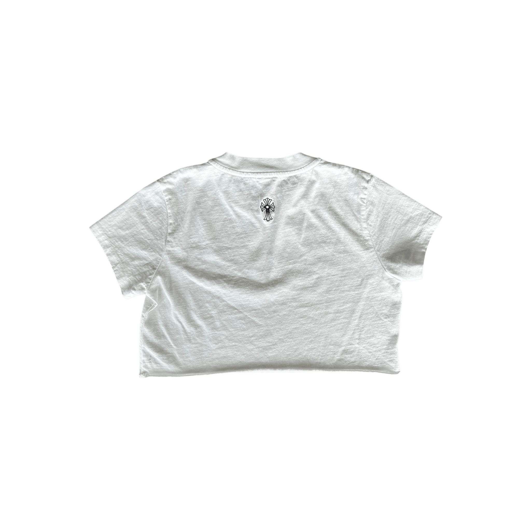 Chrome Hearts White & Black Embroidered Eyechart Logo Cropped T-Shirt - Morely TrendsChrome Hearts Type here:)