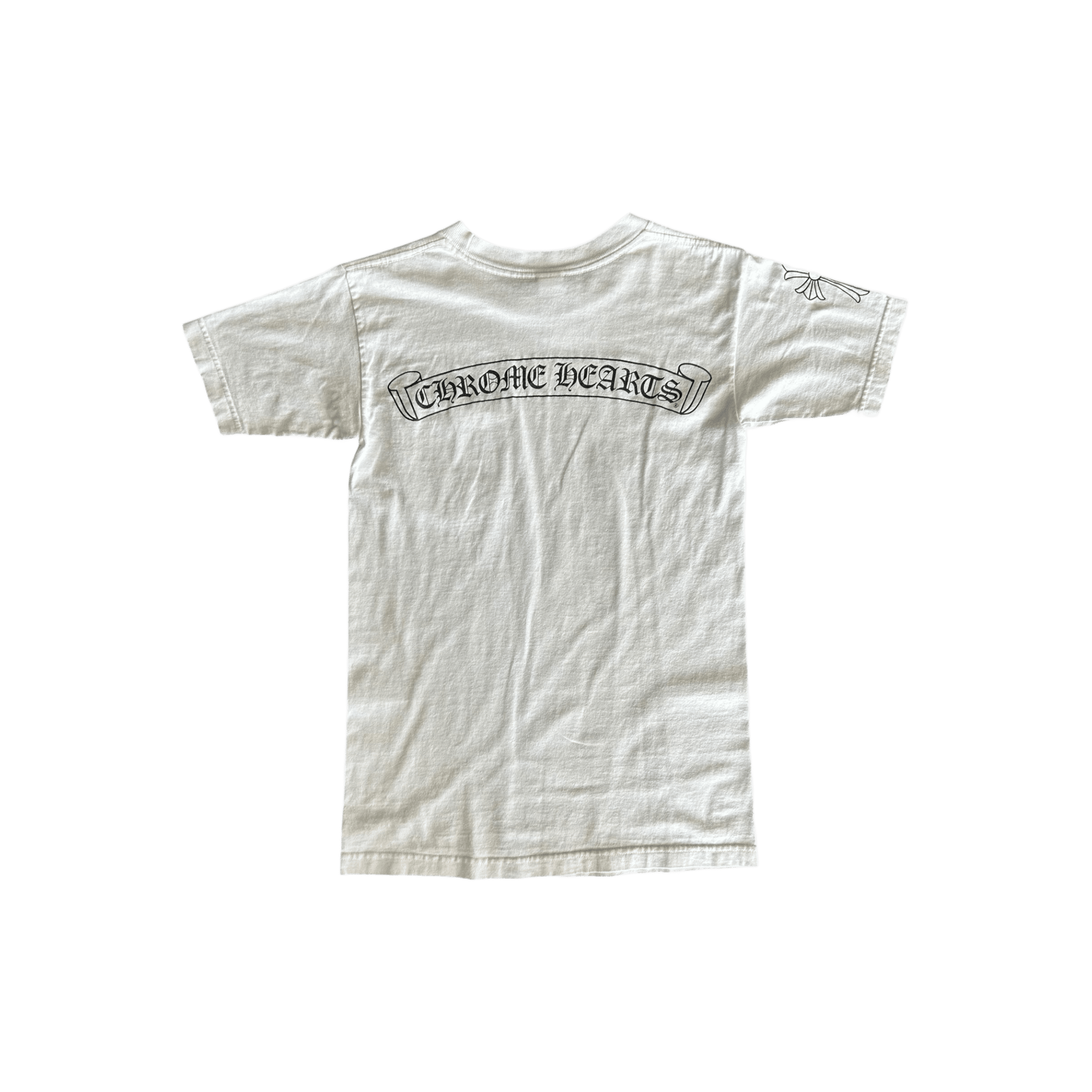 Chrome Hearts White & Black Horseshoe Scroll Logo T-Shirt - Morely TrendsChrome Hearts Type here:)
