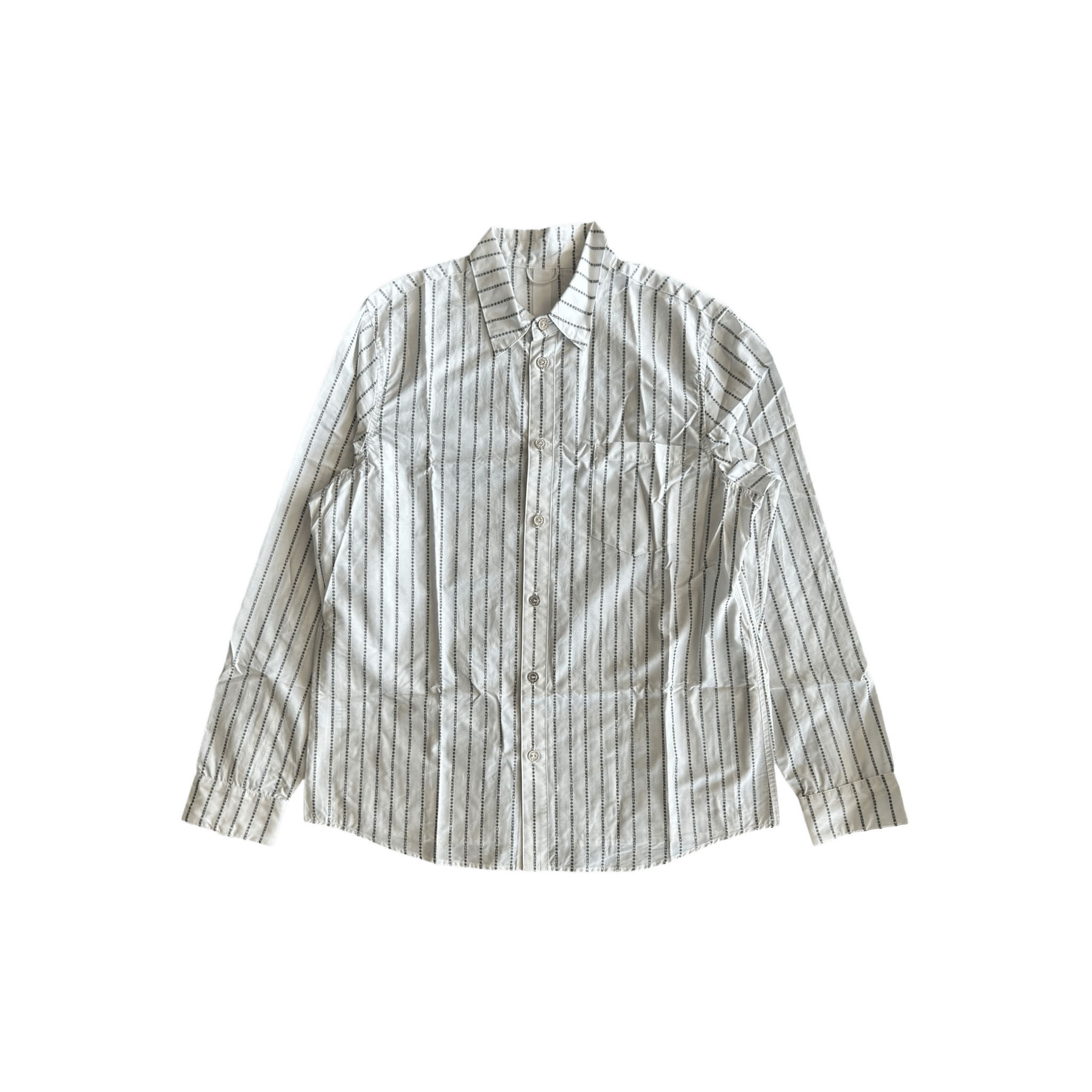 Chrome Hearts White & Black Loose Ends Pinstripe Button Up Shirt - Morely TrendsChrome Hearts Type here:)