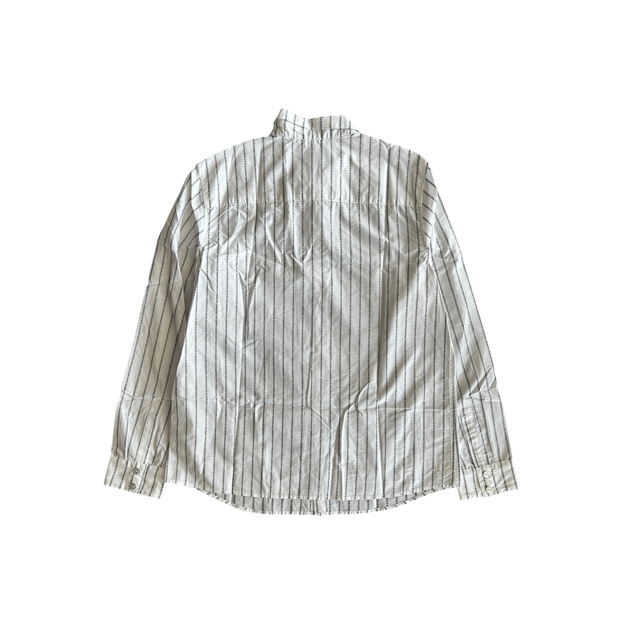 Chrome Hearts White & Black Loose Ends Pinstripe Button Up Shirt - Morely TrendsChrome Hearts Type here:)