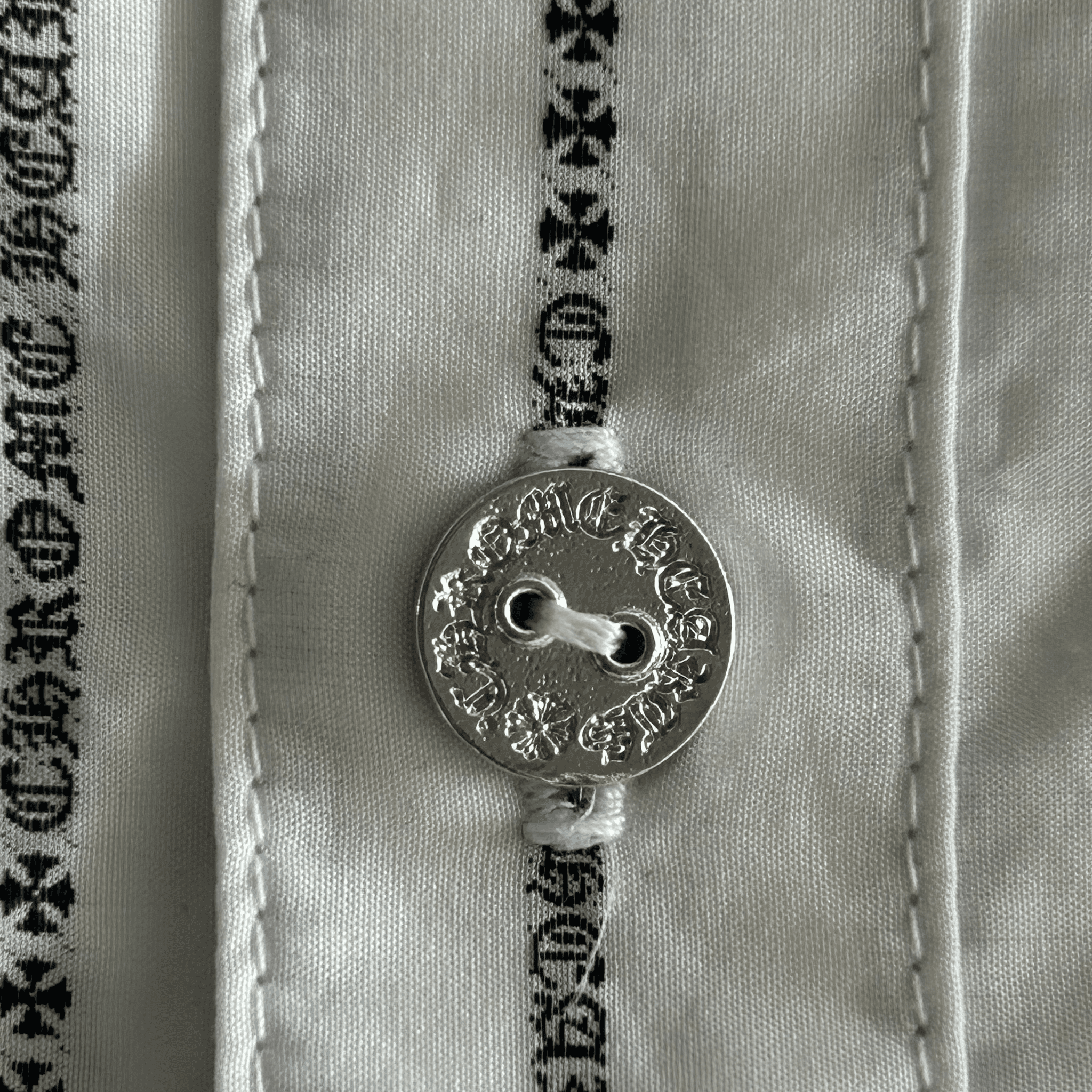 Chrome Hearts White & Black Loose Ends Pinstripe Button Up Shirt - Morely TrendsChrome Hearts Type here:)