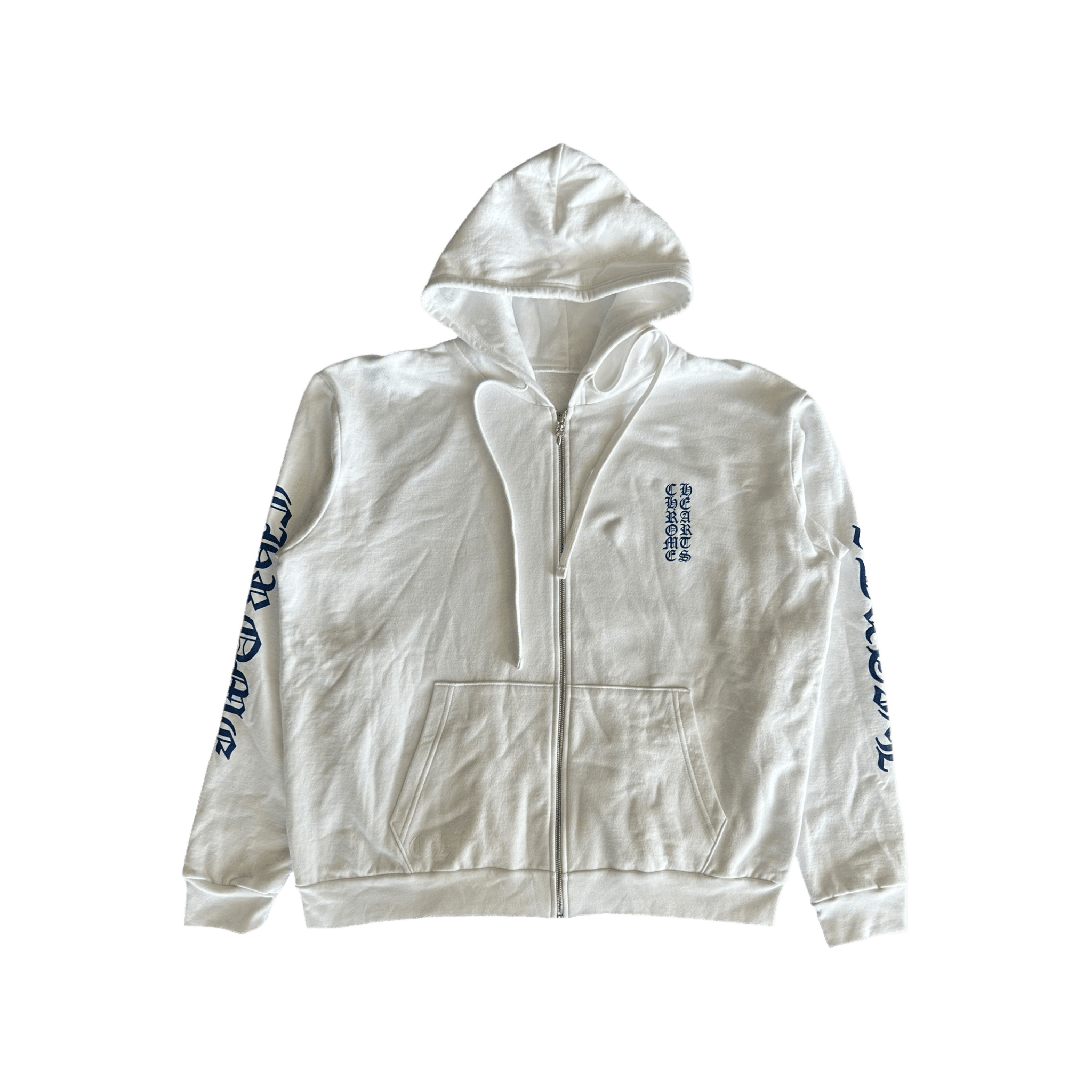 Chrome Hearts White & Blue Script Logo Zip Up Hoodie - Morely TrendsChrome Hearts Type here:)