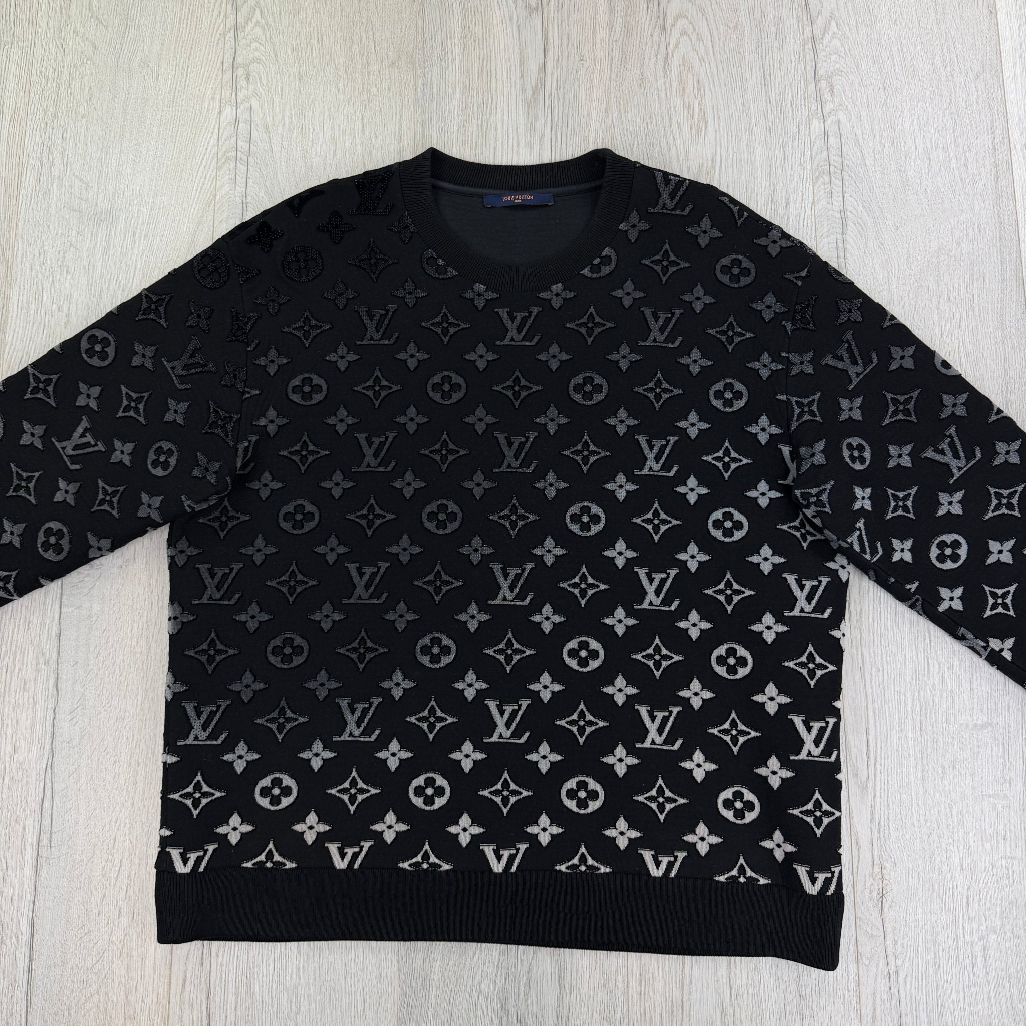 Louis Vuitton Men’s Black & White Monogram Jacquard Crewneck Jumper - XL - Morely TrendsLouis Vuitton Type here:)