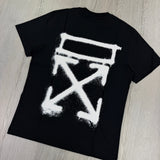 Off White Men’s Black T-shirt White Spray