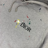 Dior Men’s Grey Paint Splattered Hoodie  - Small