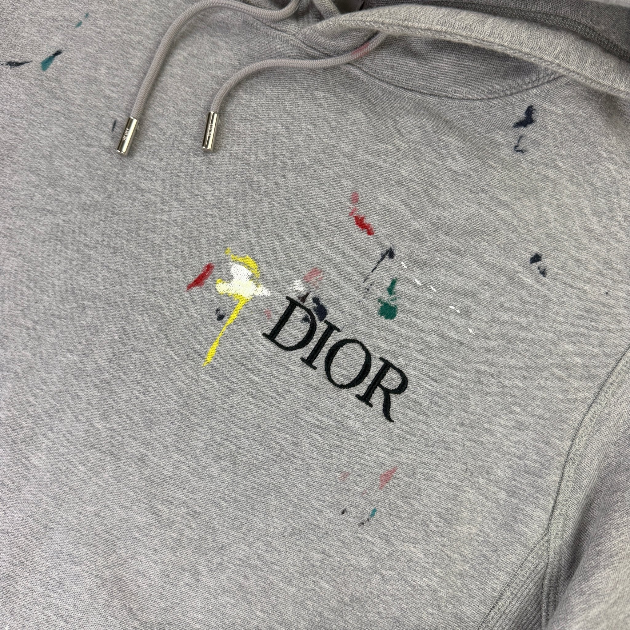 Dior Men’s Grey Paint Splattered Hoodie - Small - Morely TrendsDior Type here:)