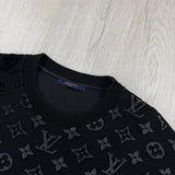 Louis Vuitton Men’s Black & White Monogram Jacquard Crewneck Jumper - XL
