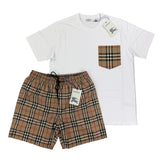 Burberry Men’s White T-shirt & Shorts Set