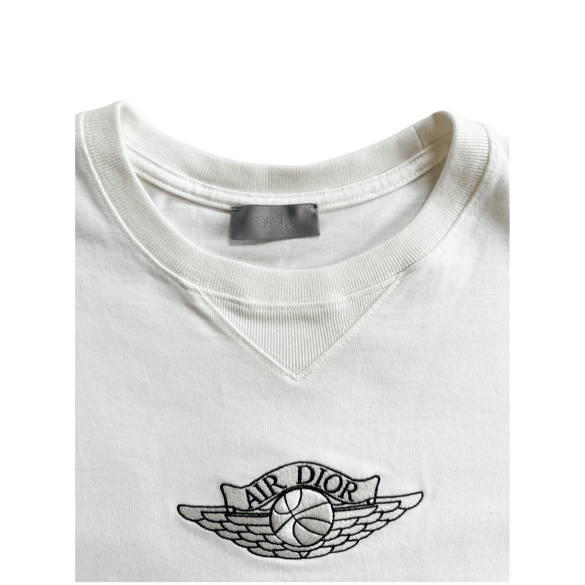 Dior Air Jordan White Embroidered Logo T-Shirt - Morely TrendsDior Type here:)