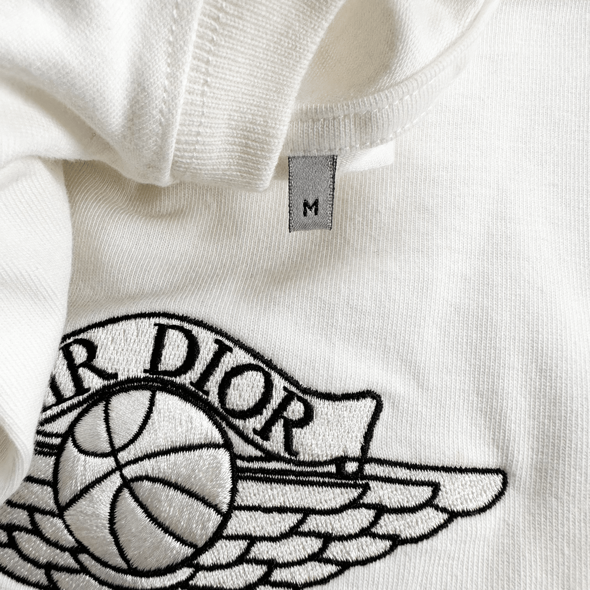 Dior Air Jordan White Embroidered Logo T-Shirt - Morely TrendsDior Type here:)