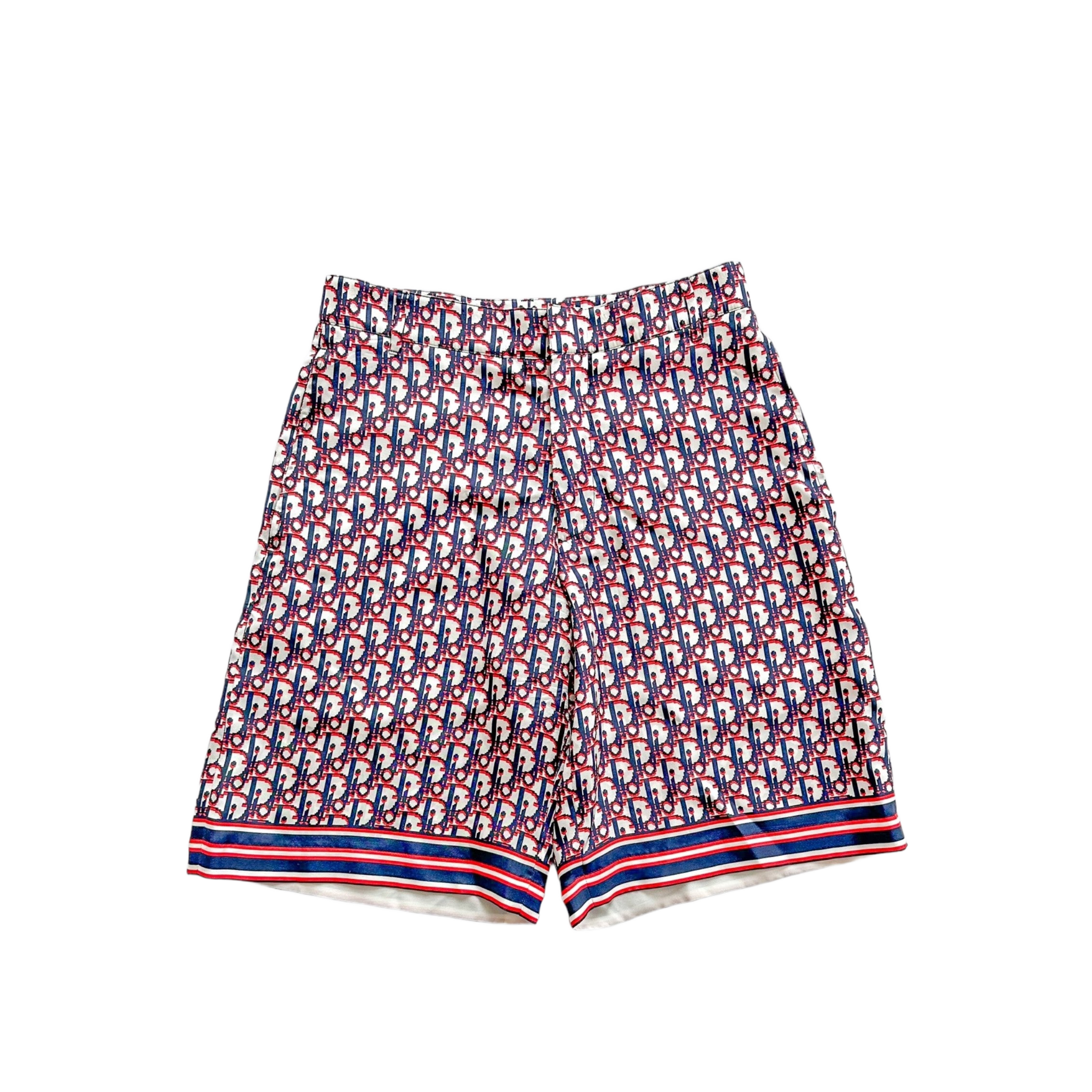 Dior Blue & Red Pixel Oblique Bermuda Silk Shorts - Morely TrendsDior Type here:)