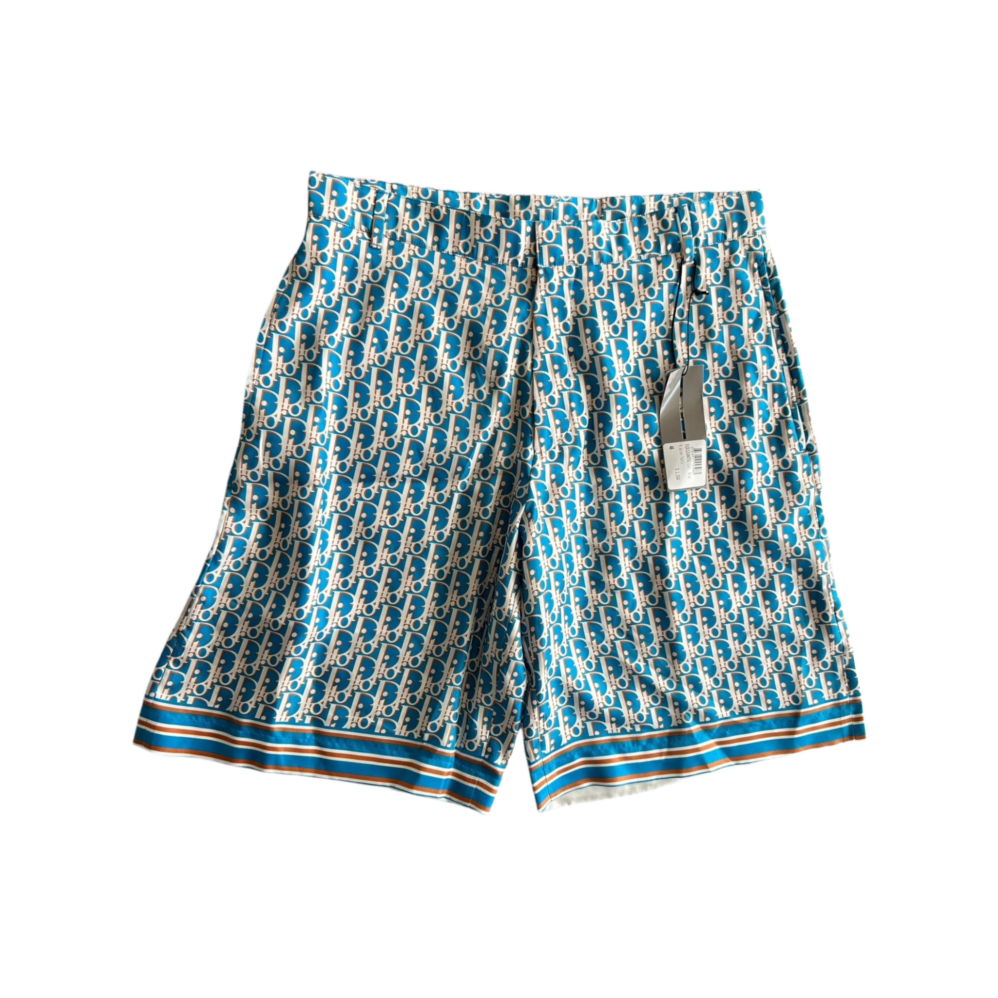 Dior Blue & White Oblique Bermuda Silk Shorts - Morely TrendsDior Type here:)