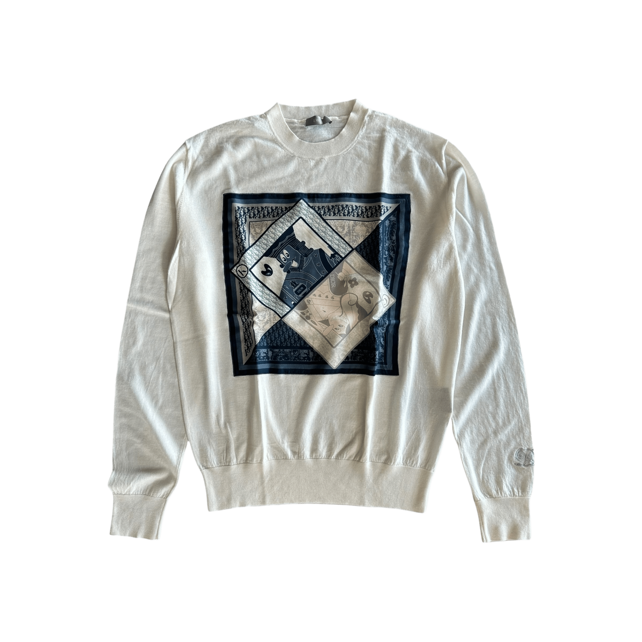 Dior Kenny Scharf White & Multicolor Playing Cards Wool Sweater - Morely TrendsDior Type here:)
