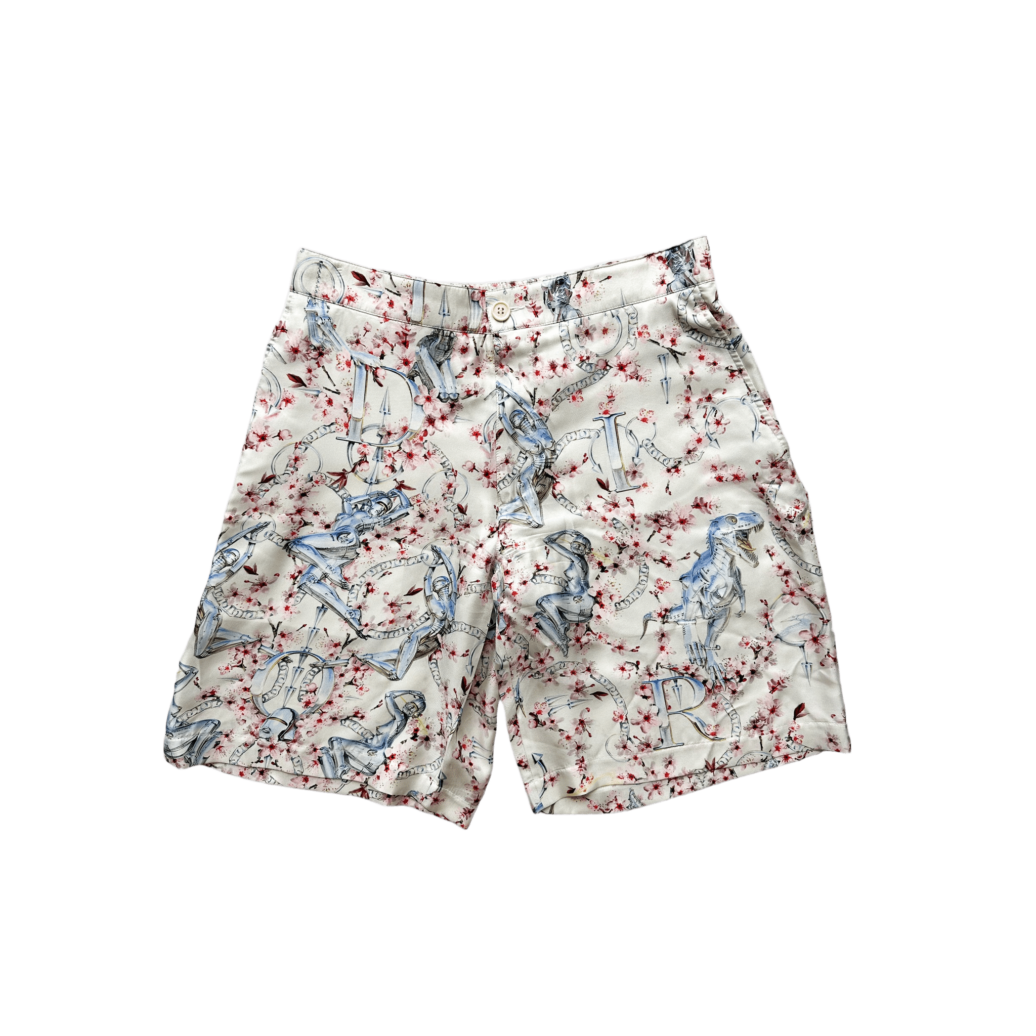 Dior Sorayama Cherry Blossom Spell Out Silk Shorts - Morely TrendsDior Type here:)