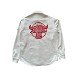 Dior Stussy Cream & Red Ox Logo Denim Button Up Shirt - Morely TrendsDior Type here:)