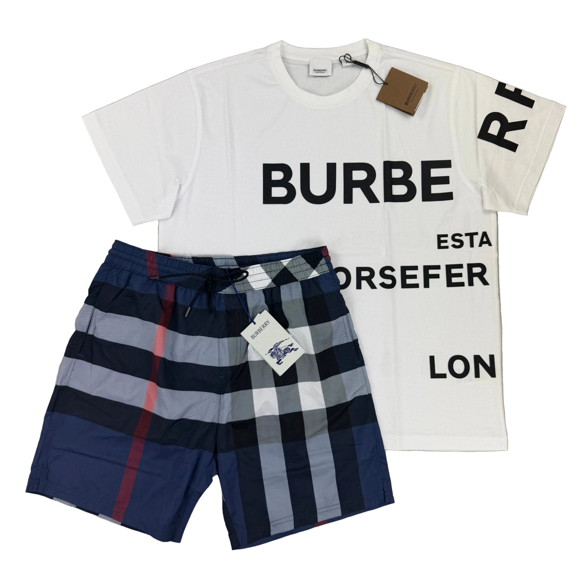 Burberry Men’s White T-shirt & Shorts Set - Morely TrendsBurberry Type here:)