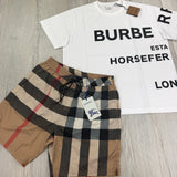 Burberry Men’s White T-shirt & Shorts Set
