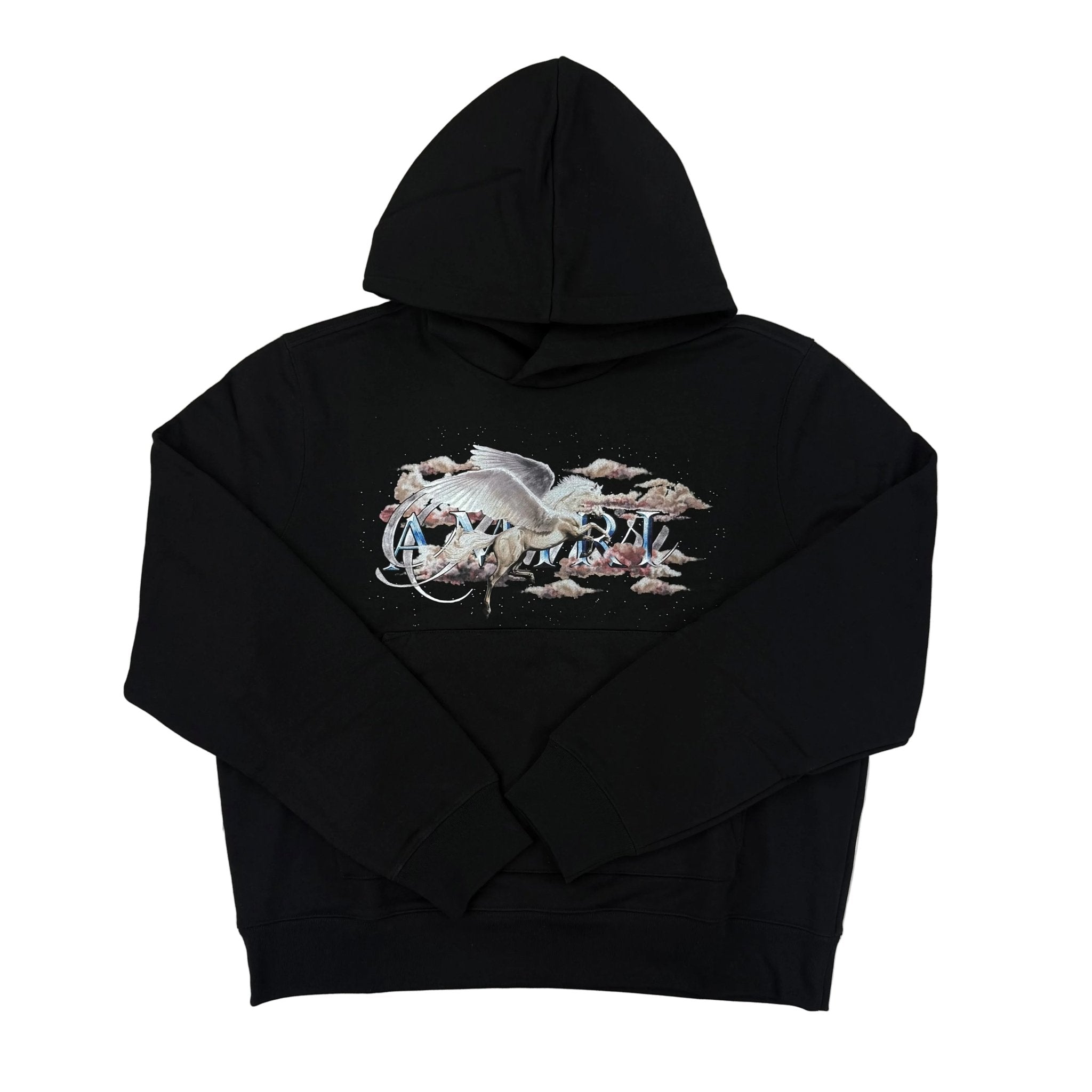 Amiri Men’s Pegasus Script Logo Black Pullover Hoodie - Morely TrendsAmiri Type here:)