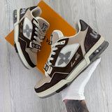 Louis Vuitton Men’s Moka Brown Monogram Flower Trainers - Uk 8 (Fit 8.5/9)