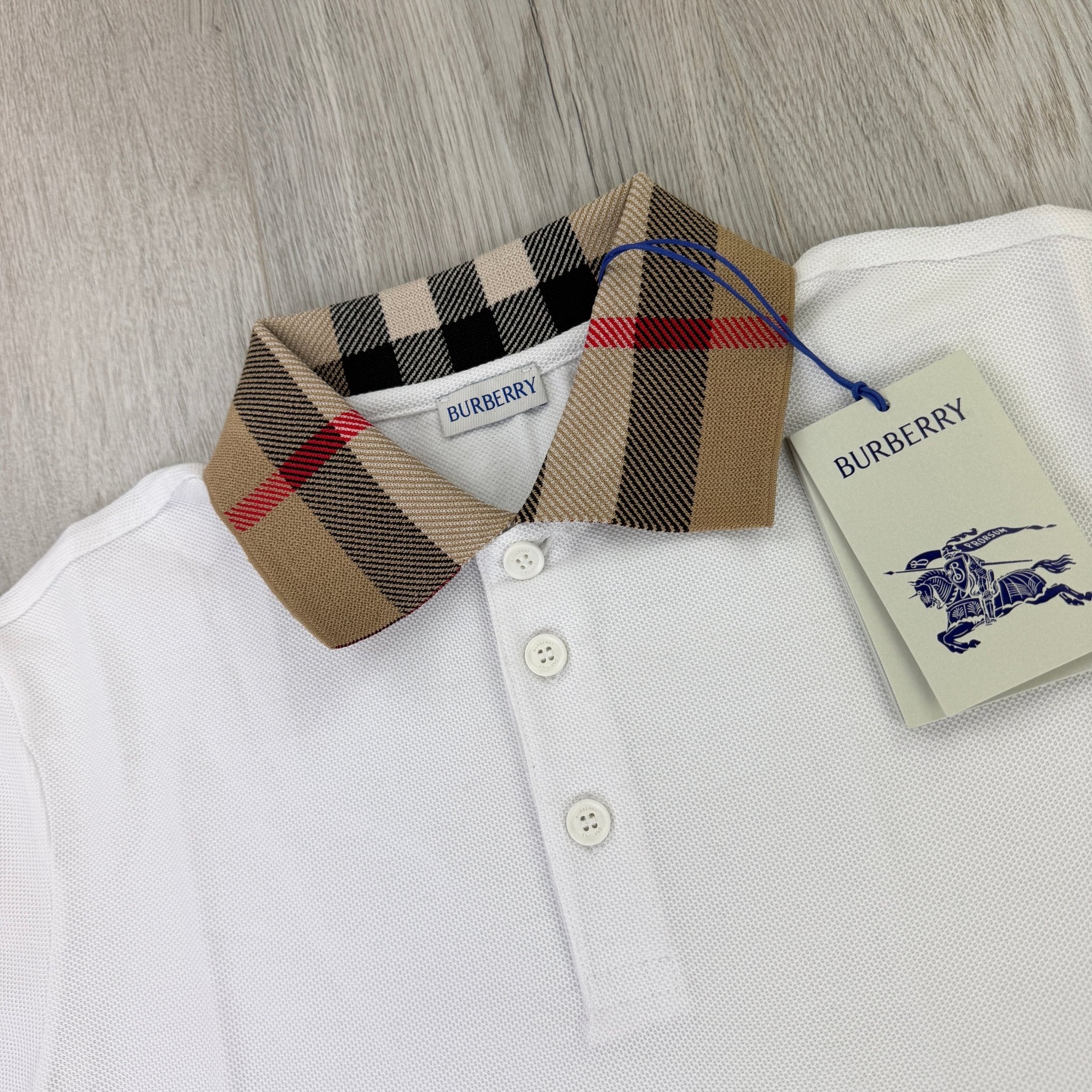 Burberry Men’s White Slim-Fit Checked Cotton-Piqué Polo Shirt - Morely TrendsBurberry Type here:)