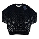 Louis Vuitton Men’s Black & White Monogram Jacquard Crewneck Jumper - Medium