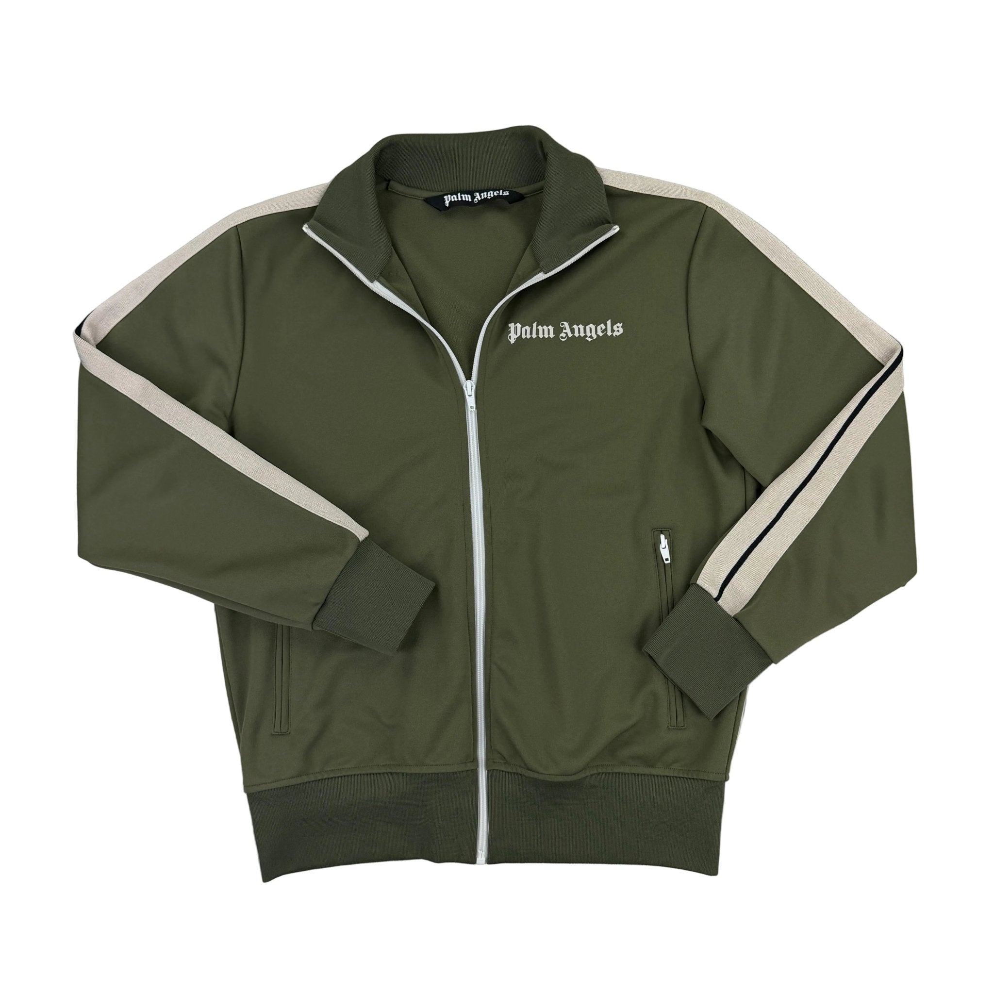Palm Angels Men’s Khaki Green Track Jacket - Medium Slim - Morely TrendsPalm Angels Type here:)