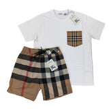 Burberry Men’s White T-shirt & Shorts Set