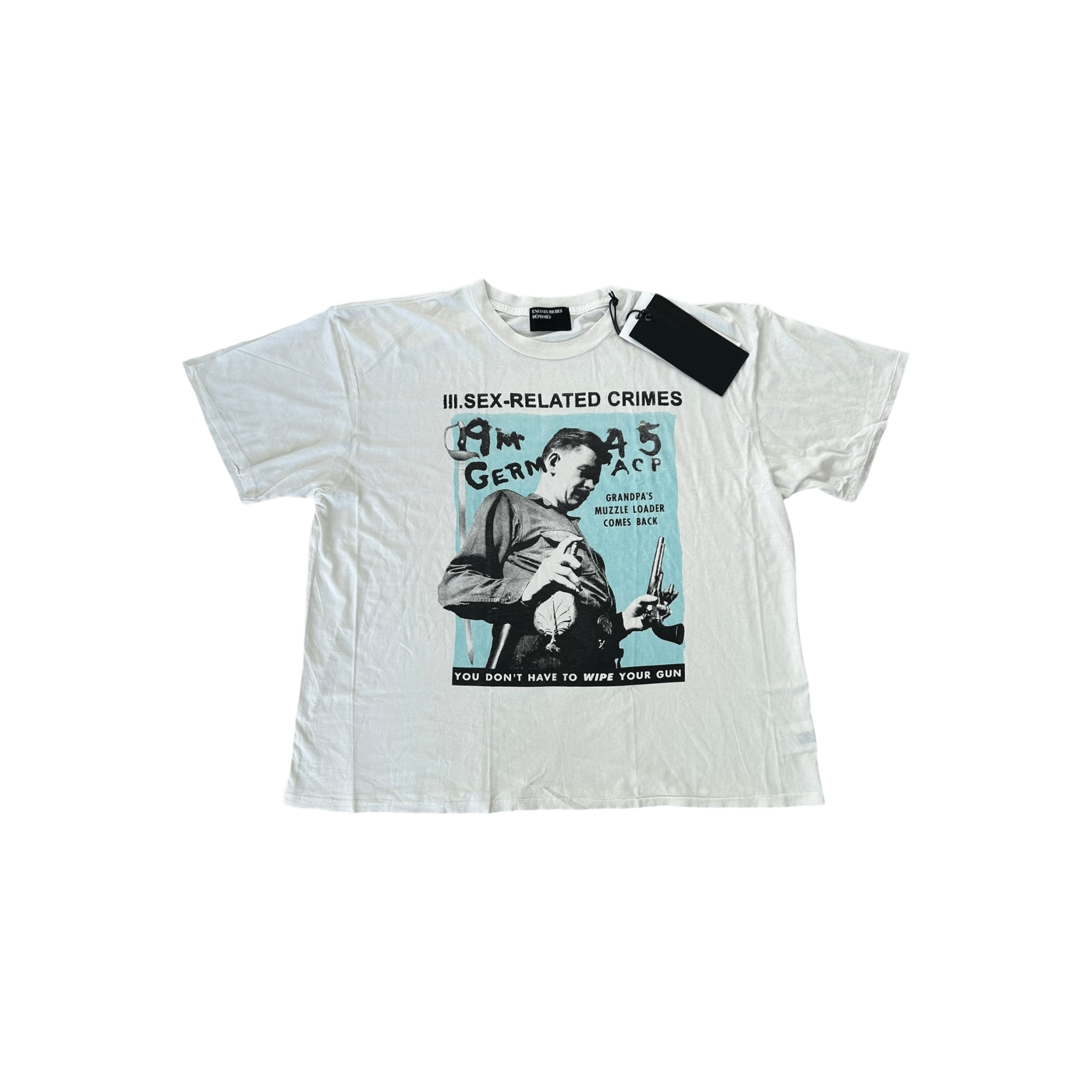 Enfants Riches Deprimes White & Black S*x Related Crimes Graphic T-Shirt - Morely TrendsEnfants Riches Deprimes Type here:)