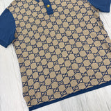 Gucci Men’s Beige & Navy GG Interlocking Polo - Slim