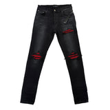 Amiri Men’s Black & Red Distressed Ripped Jeans - Uk 31