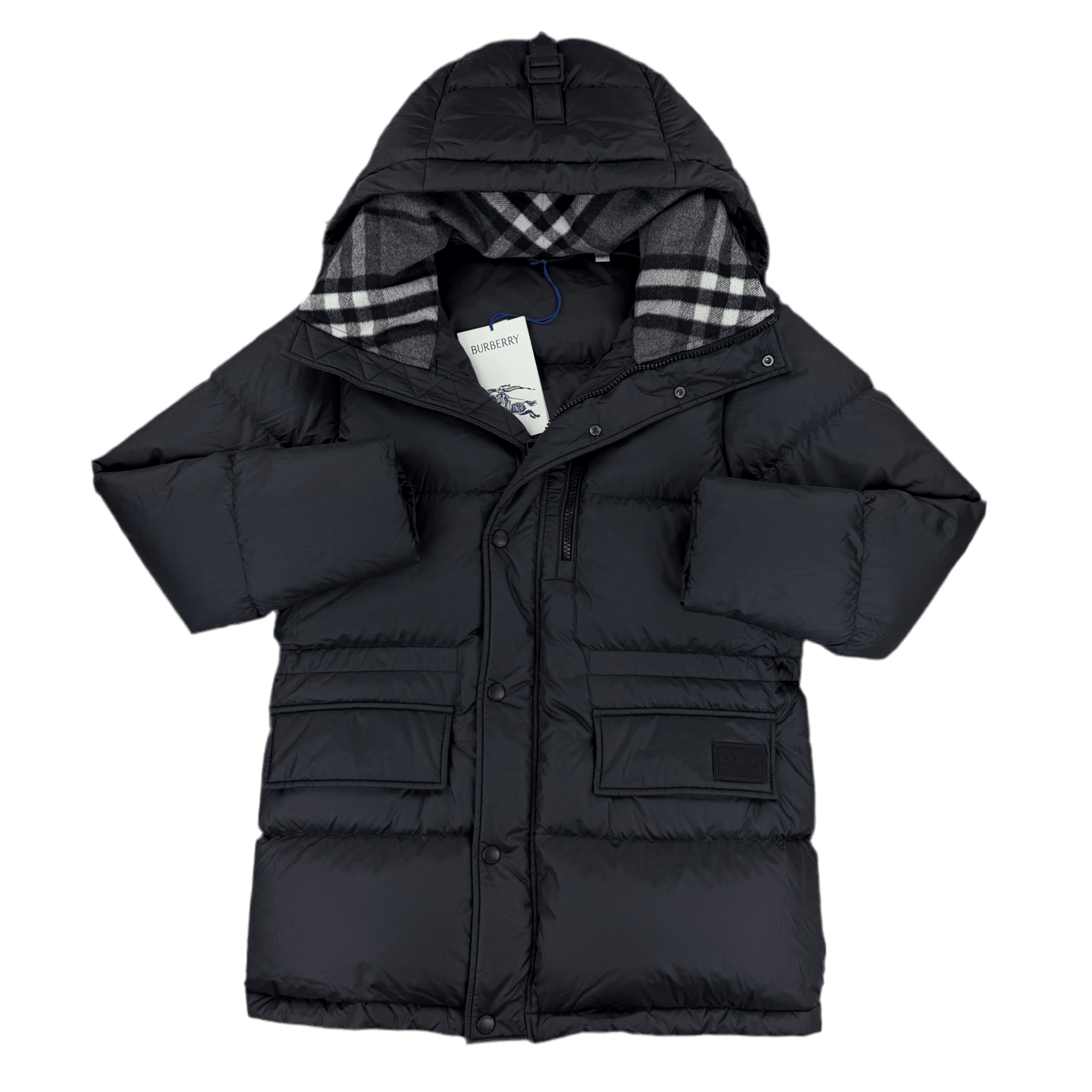 Burberry Men’s Haworth Hooded Check Black Down Jacket - Small (Fit Medium) - Morely TrendsBurberry Type here:)