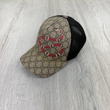 Gucci Men’s Beige GG Interlocking Snake Print Baseball Cap
