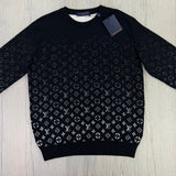 Louis Vuitton Men’s Black & White Monogram Jacquard Crewneck Jumper - Medium
