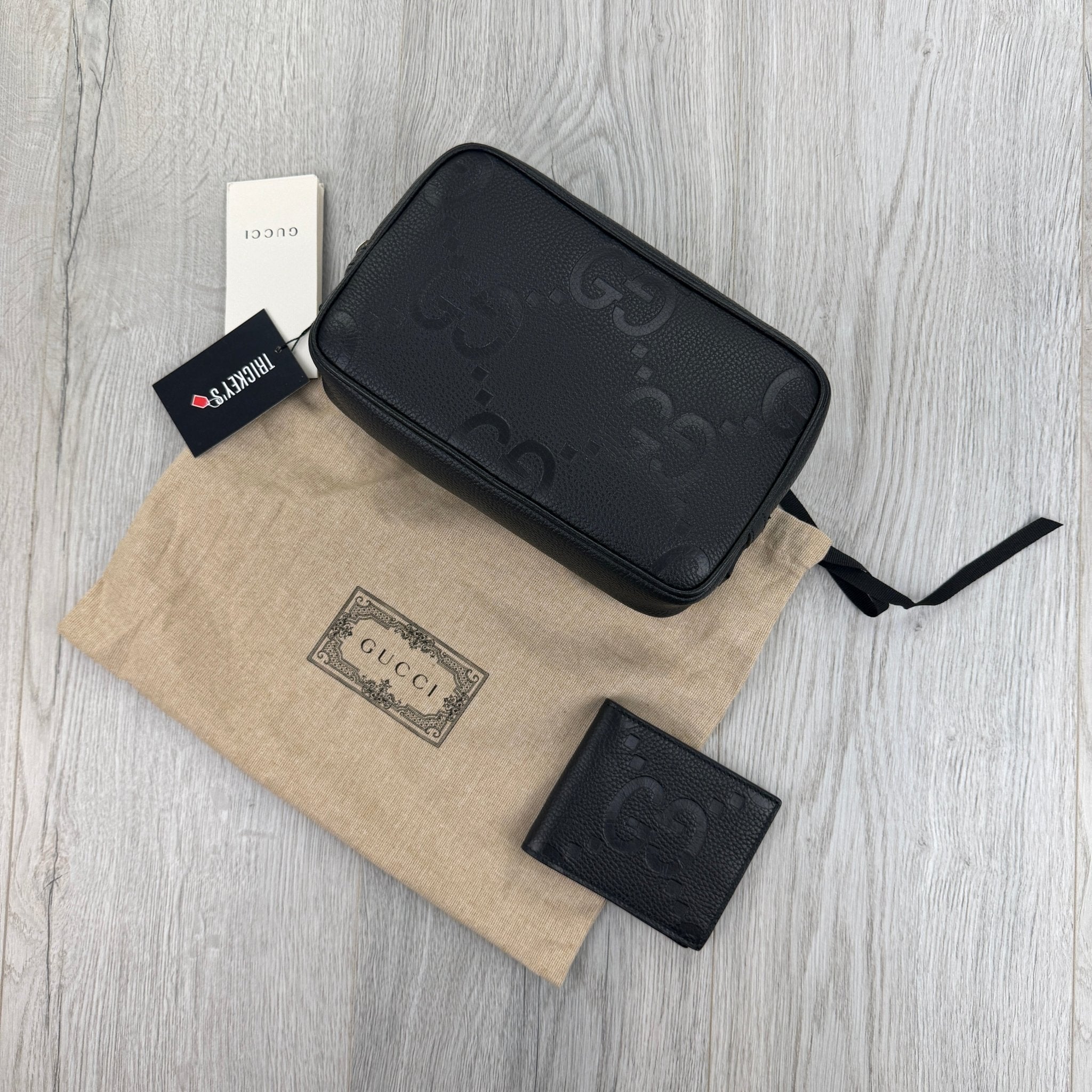 Gucci Jumbo GG Black Leather Toiletry / Travel Bag & Jumbo Wallet - Morely TrendsGucci Type here:)